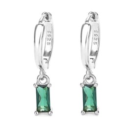 Small Silver Hoop Earrings For Women With Green Stone, Sterling Silver Hoops 925 Silver Hypoallergenic Hoop Earrings For Men 2PCS