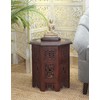 COTTON CRAFT Solid Wood Accent End Table - Hand Carved