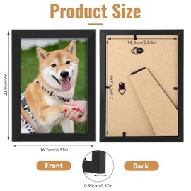 4 Pack Picture Frame, A5 Photo Frames Tabletop and Wall Mounting Picture Frames Small Frame with Plexiglass Window for Portrait Photo Black