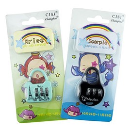 HAND® Funky Zodiac Star Signs Theme 3 Digit Combination Padlock for Home and School - Pack of 2