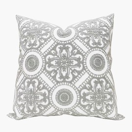 Slow Cow Embroidery Decorative Throw Pillow Cover Cushion Cover for Couch Sofa 18 x 18 Inches Canvas Embroidery Grey