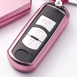 RemoteOverstock Black FOB Cover (3 or 4 Button Remotes) Remote Key Shell Case Cover Replacement 2010-2020 Compatible with Mazda 3 Hatchback CX-3 CX-5 CX-9 CX 3 5 9 FCC ID: WAZSKE13D01 – Pink