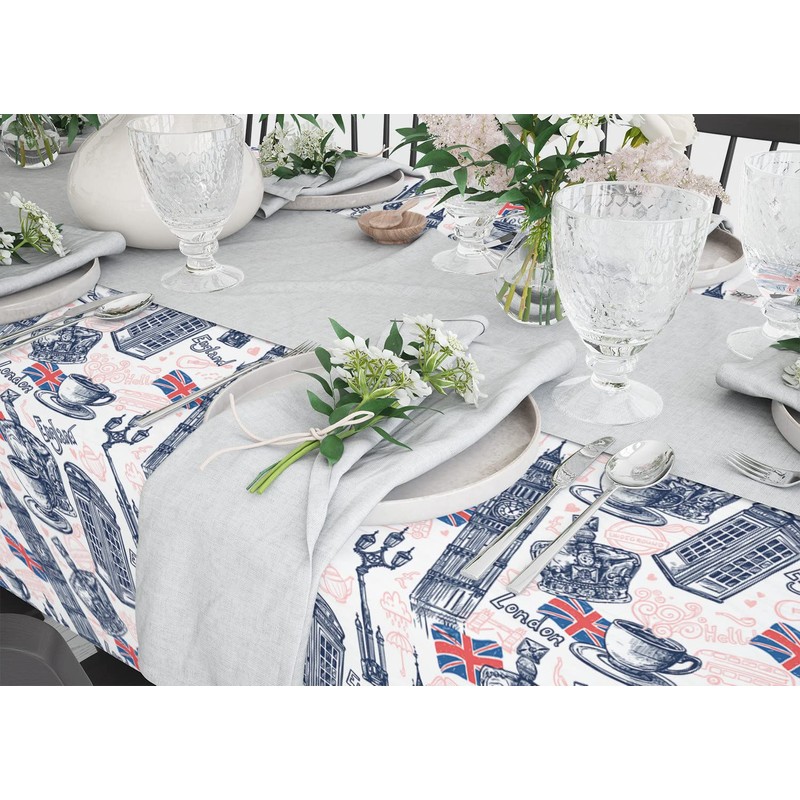 Xtremepads London Sketch Telephone Pattern Pattern - Rectangle Oblong Linen