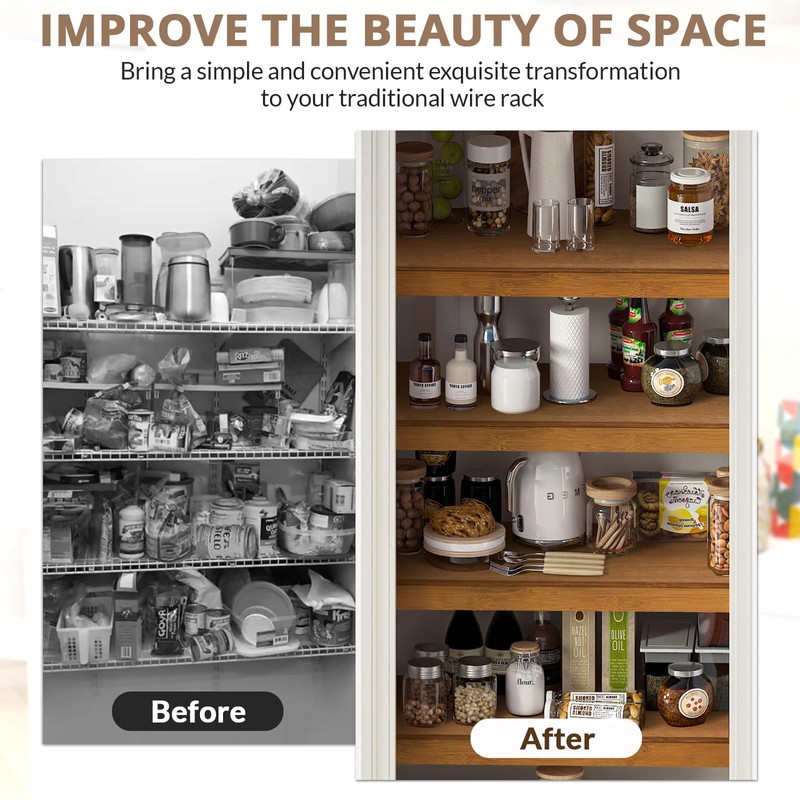Gashell Wire Shelf Covers, Bamboo Wire Rack Covers for Pantry,