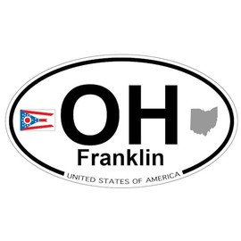 US Decal, Inc. Franklin, Ohio Oval Sticker with State Flag