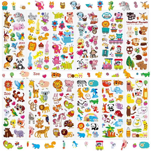 36 Sheets Animal Stickers for Kids - 900+ 3D Puffy