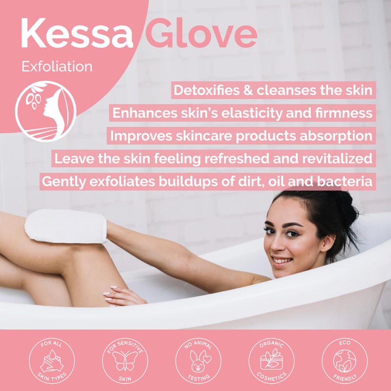 Fatima's Garden Exfoliating Kessa Glove - Natural Spa Scrubber, Black