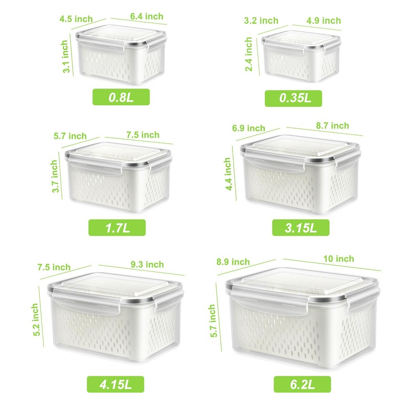 TBMAXS 6 Pack Fruit Storage Containers for Fridge, Produce Saver
