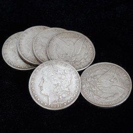 Fogilas 6 Pcs Morgan Dollar (3.8cm Dia) Magic Set Can Be Attracted by Magnets Magic Props Accessories Used in Appearing/Disappearing Coin Magic Performance
