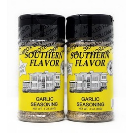 2 Pack of Southern Flavor Seasoning 4oz MSG Free for Over 40 Years Spice Rub Shakers (3oz, Garlic Seasoning)