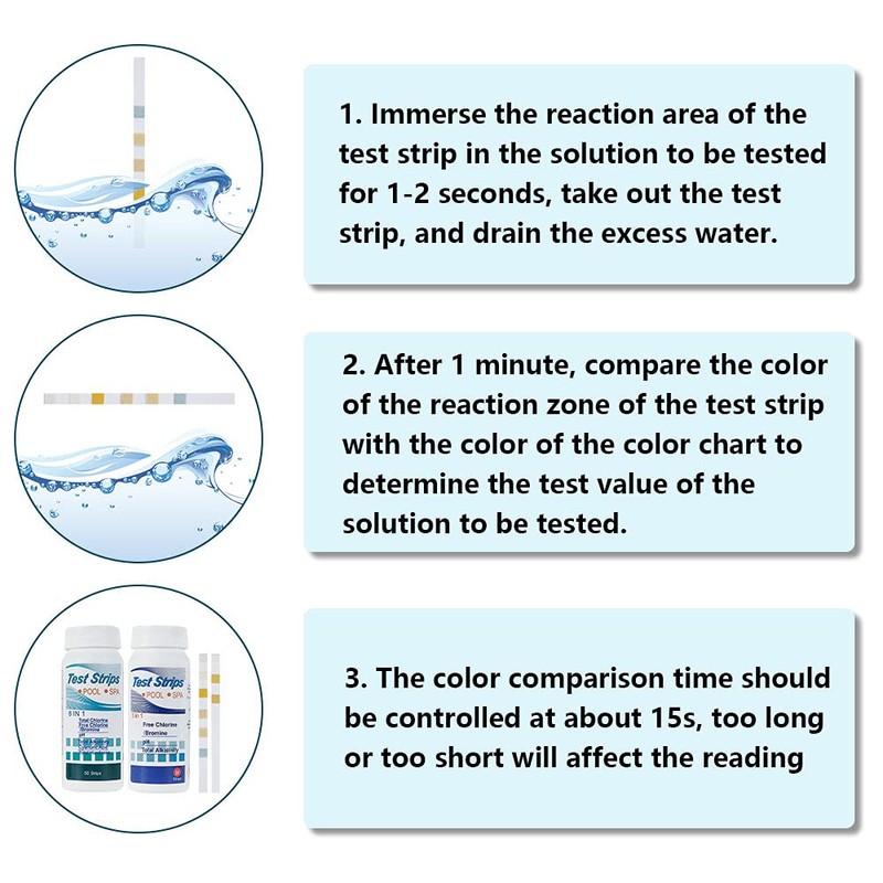 100PCS Dip Test Strips, 6 in 1 Swimming Pool Spa