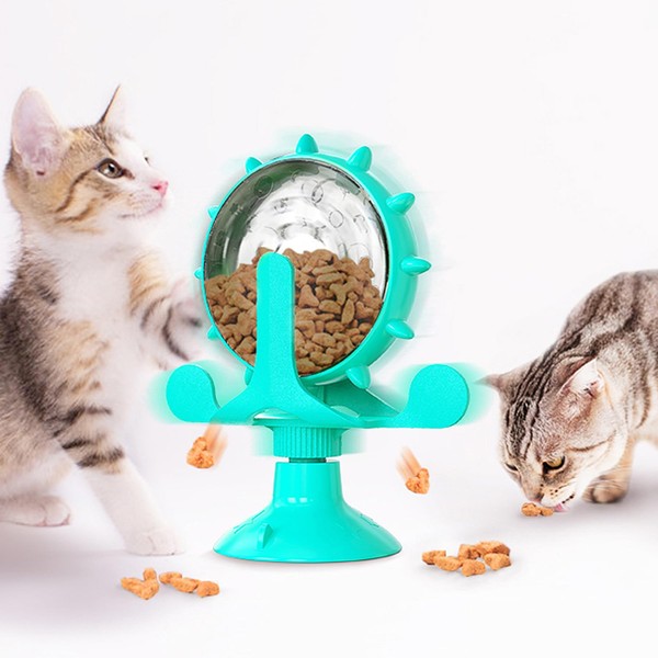 BESUNTEK Cat Slow Feeder, Interactive Rotating Durable Dog Puzzle Toy,