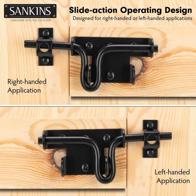 SANKINS Slide Bolt Gate Latch for Wooden Fence, Heavy Duty