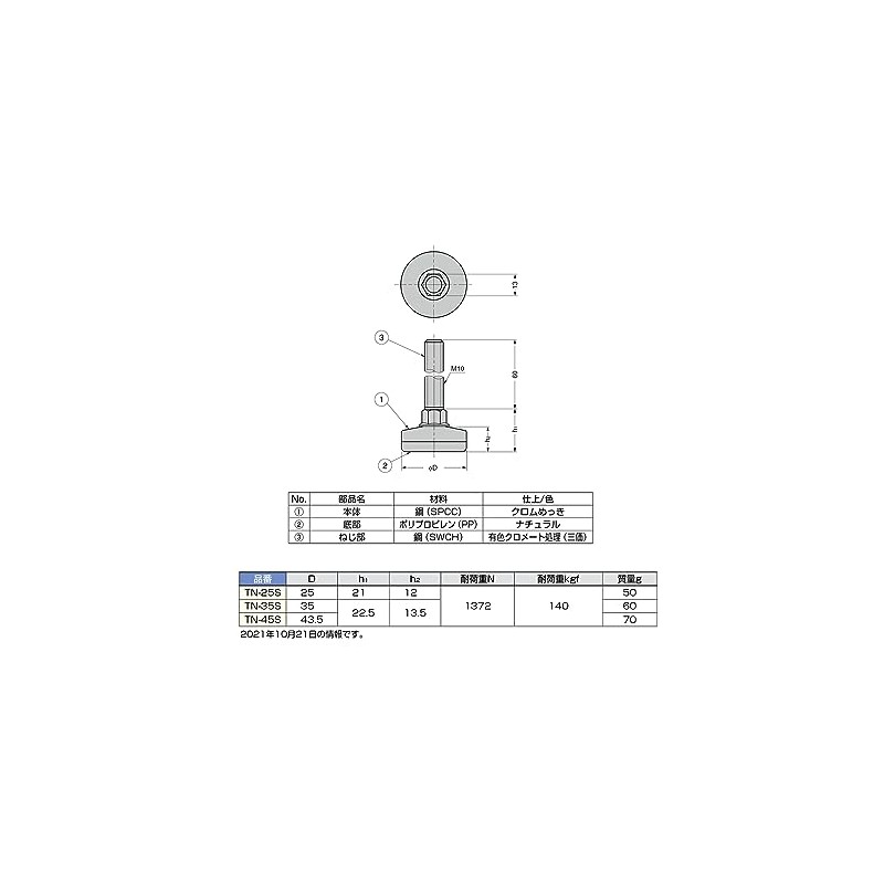 スガツネ工業 ランプ印 アジャスター TN-S型 TN-35S