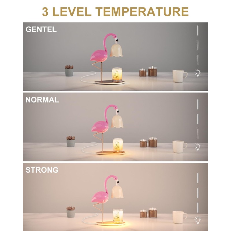 CODOGOY Fragrance Candle Warmer Flamingo Lamp with Timer, Dimmable, Halogen,