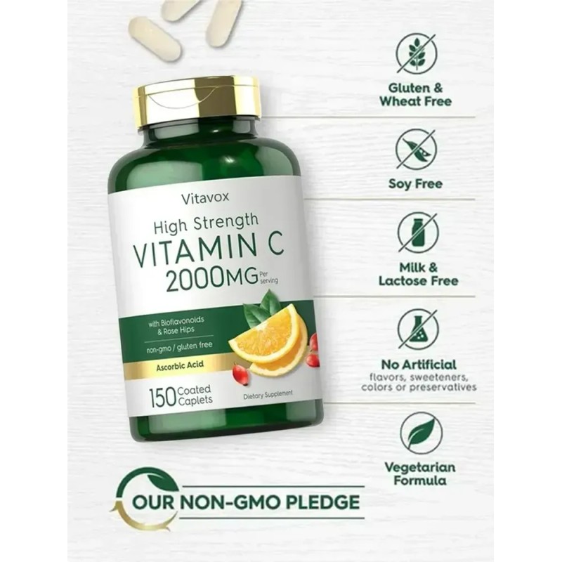 Vitamina C 2000mg Alta Potencia 150 Pastillas