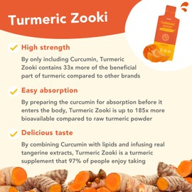 Zooki® Liquid Turmeric | Turmeric Shots Contains 750mg Full Spectrum Curcumin Per 15ml Sachet (Tangerine Flavour, 30 Servings)