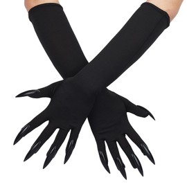 NICENEEDED 1 Pair Claw Gloves Long Fingernails, Black Party Gloves Cat Claws Party Prop Wolf Claws Glove Cosplay for Costume Accessories
