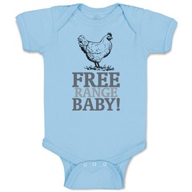 Custom Baby Bodysuit Free Range Baby! Chicken Farm Funny Cotton Boy & Girl Baby Clothes Light Blue Design Only Newborn