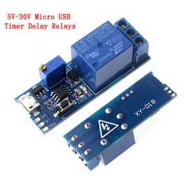 Hailege 2pcs Trigger Time Delay Switch Relay Module Adjustable Time Delay Control Swtich Trigger Delay Conduction Relay Switch Module Wide Voltage Delay Relay DC 5V-30V Micro USB Power
