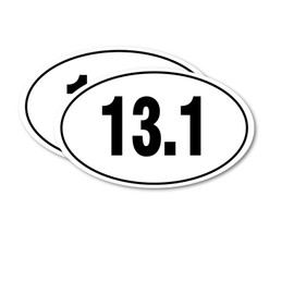 Black White 13.1 Half Marathon Black Oval Magnet Decal, 2-Pack Heavy-Duty Automotive Magnets for Car、 Truck、 SUV - Runner's Pride Magnets - Show Your Achievement 9.8''*5.9''