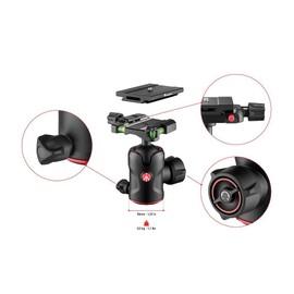 Manfrotto Compact Ball Head 496 with MSQ6PL Quick Release Plate, Fluid Ball Head for Camera Tripod, Camera Stabilizers, Remote Controls, Photography Equipment