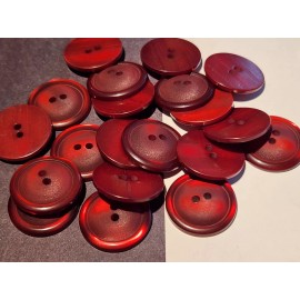 Unbranded 12 Red Wine Color 2mm rim domed center 2-hole sew-through buttons 22mm