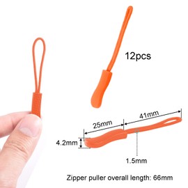 CooBigo 12Pack Zipper Pull Replacement, Golf Bag Zipper Pull Replacement Tab for Backpack, Jackets, Pants, Boots, Coats, Luggage - Orange(Universal Extender)