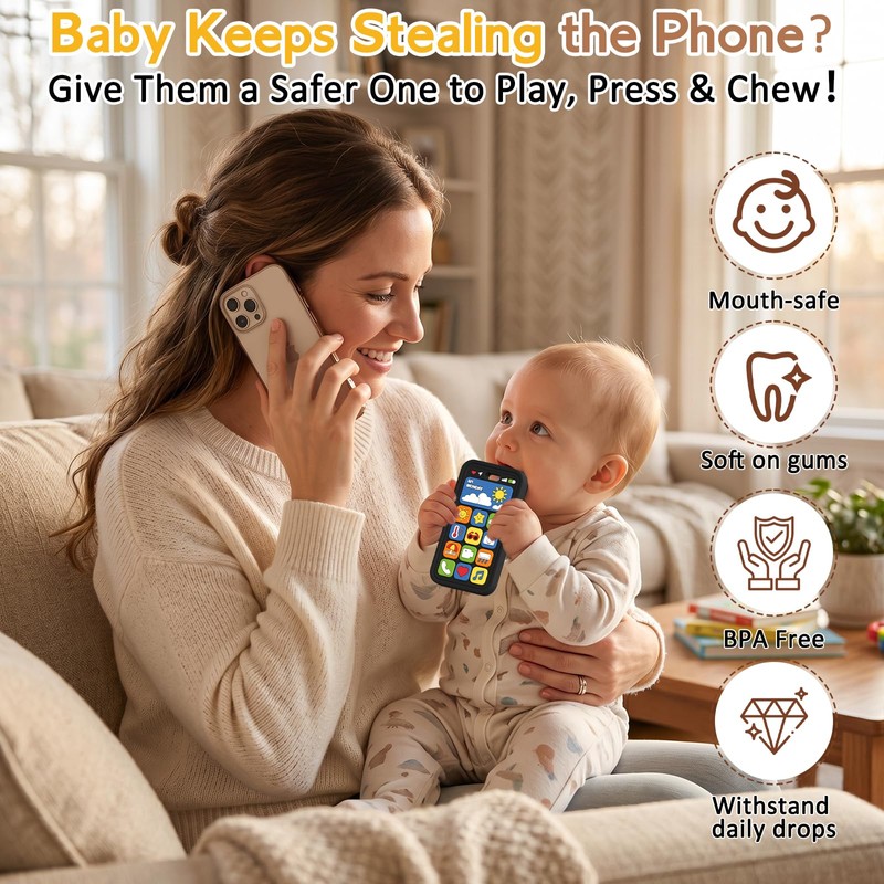 Baby Teething Toys Silicone Baby Phone Teether Over 3 Months