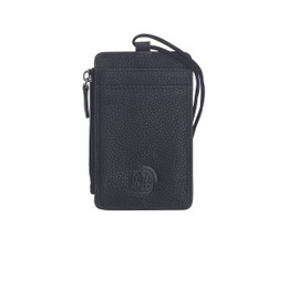 Josephine Osthoff Bonn Lanyard Black Genuine Leather with RFID Protection, black, Card case