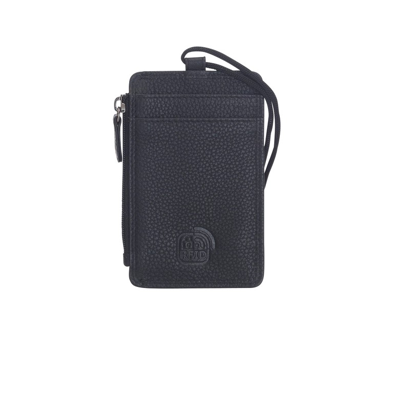 Josephine Osthoff Bonn Lanyard Black Genuine Leather with RFID Protection,