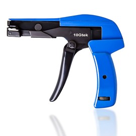 Cable Tie Gun, Fasten and Cut Zip Tie Tool with Steel Handle, for Tightening and Cutting Off Nylon Cable Tie, Plastic Zip Tie, Blue