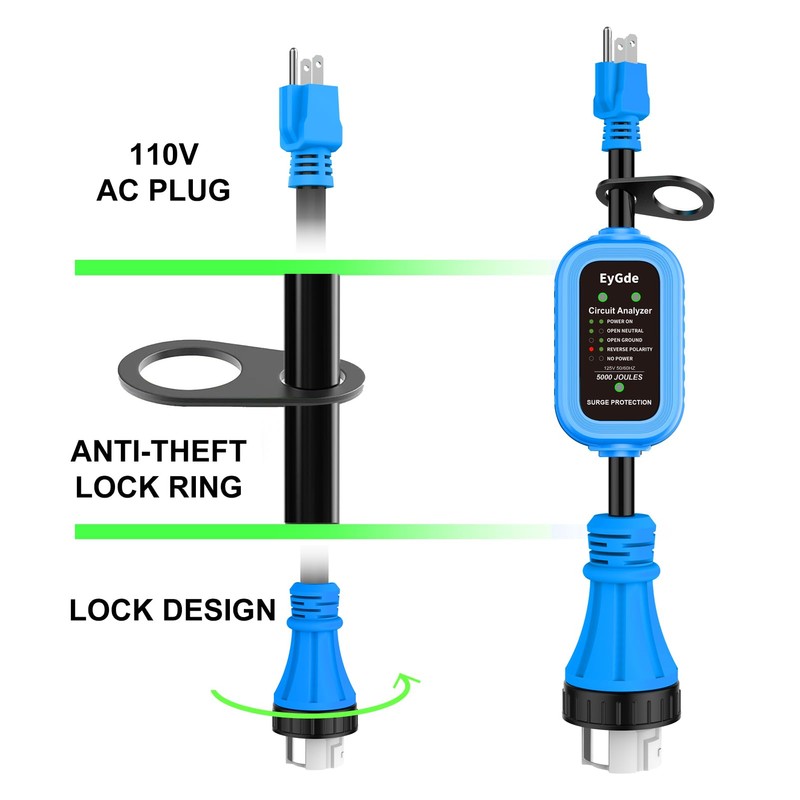 EyGde 50 Amp to 110V RV Adapter with Surge Protector