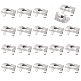 JiGiU T-Slot Nut with Spring, Pack of 20 Slot Nuts Set for 2020, Aluminium Profile Groove 6 Swivelling Slot Nuts with Bridge for EU Standard Aluminium Extrusion Profile (M5 Internal Thread)