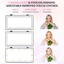 SINGARO Car Sun Visor Vanity Mirror - Rechargeable Makeup Mirror with 60 LEDs, 3 Light Modes & Dimmable Touch Control for Cars, Trucks, SUVs | Car Interior Accessories for Women (Black)