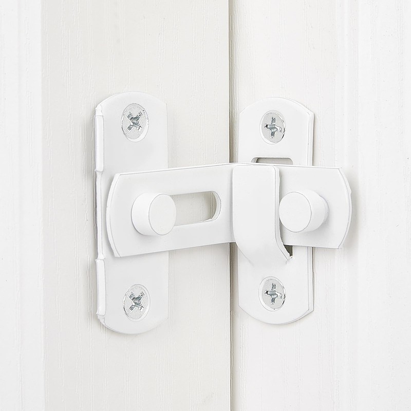 INIRET 90 Degree White Flip Barn Door Lock,Protect Privacy-Security Gate