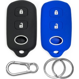2-pcs Click&Fit Silicone Key Fob Covers for 1998-2008 Toyota Camry Corolla RAV4 4Runner Tacoma Prius Sienna Avalon Matrix Solara – Car Remote Key Shell Rubber Protector 3/4-Buttons, Black & Blue