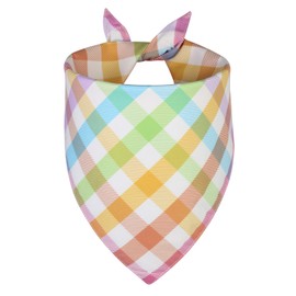 QUQULE Spring Dog Bandana Large 1PCS, Colorful Plaid Dog Bandana, Easter Scarf for Boy and Girl, Summer Durable Triangle Reversible Bibs for Puppy Pet