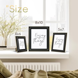 ArtbyHannah 8x10 Inch Picture Frames, Modern Balck and Gold Photo Frames with Real Glass Cover for Tabletop Display or Wall Mount (2 Pack)