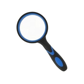 Westcott E-40402 00 4x Magnifying Glass Shatterproof Handheld Magnifier for Children and Seniors with Non-Slip Handle in Blue and Black