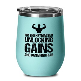 Luxe Gifting Personal Trainer Teal Edition Wine Tumbler 12oz - I'm The Keymaster - Fitness Instructor Workout Coach Exercise Lover Cardio Lover Gym Coach