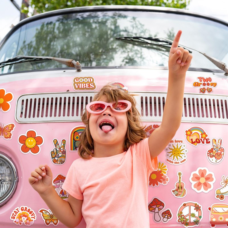 25 Pieces Hippie Car Flower Magnet Groovy Boho Flower Refrigerator