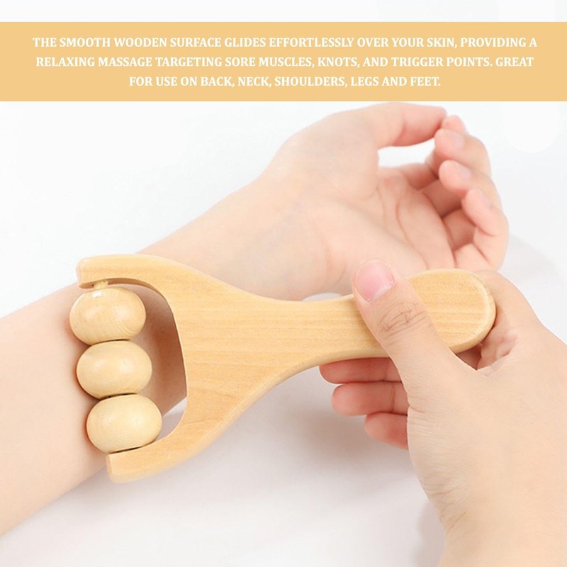 Pack of 4 Hand Massager, Manual Massager, Wooden Massager, Roller