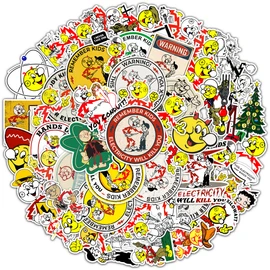 50 Pcs/Pack Electricity Will Kill Sticker, Reddy Kilowatt Stickers, Remember Kids You Electrical Stickers Electrician Decals for Car, Water Bottle, Laptop, Hard Hat White
