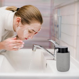 Segbeauty Foam Soap Dispenser, 320ml Dish Soap Dispenser, Ceramic Hand Wash Bottles, Empty and Refillable, with Black Foaming Pump, Kitchen Decor (Grey)