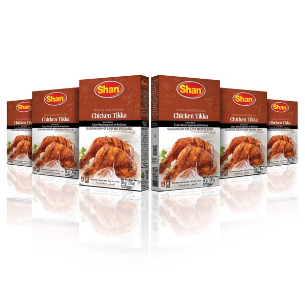 Shan - Chicken Tikka Seasoning Mix (50g) - Seasoning Packets for Tikka Masala (Pack of 6)