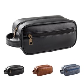 EURYNOME Toiletry Bags For Men PU Leather Large Bathroom Shaving Dopp Kit Customizable gift for Wedding,Christmas,New Year, Black, Classic,fashion