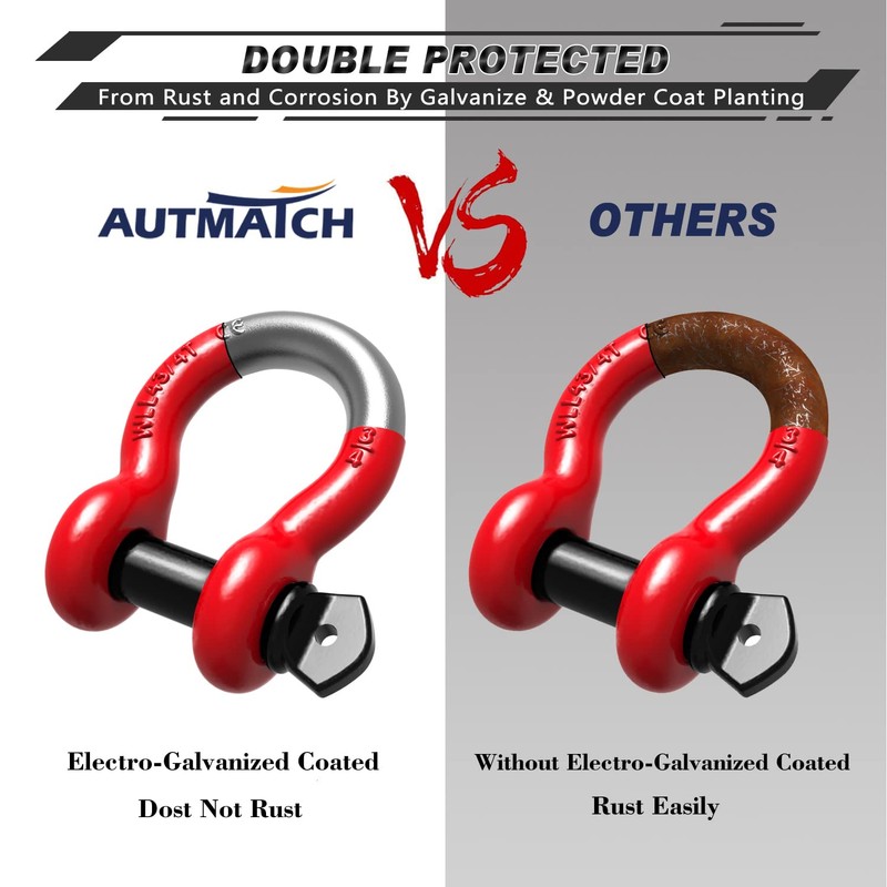 AUTMATCH D Ring Shackle 3/4" Shackles (2 Pack) 41,887Ibs Break