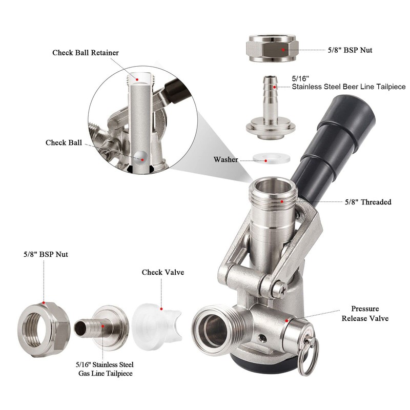 Hgkeke All 304 Stainless Steel Sankey Keg Coupler D System