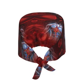 Human Heart Circulation Cardiovascular System Adjustable Working Cap Breathable Unisex Women Men Elastic Bandage Tie Back Hats Scrub Nursing Doctor Surgeon Cap